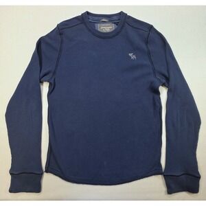 Abercrombie Fitch Muscle Shirt Mens 2XL Blue Crew Thermal Waffle Knit Moose Y2K